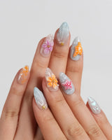 Tangerine Dream Short Almond press on nails, handmade custom nails by Joyeenails