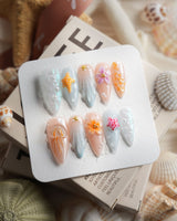 Tangerine Dream Medium Stiletto press on nails, handmade custom nails by Joyeenails