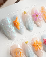 Tangerine Dream Short Almond press on nails, handmade custom nails by Joyeenails