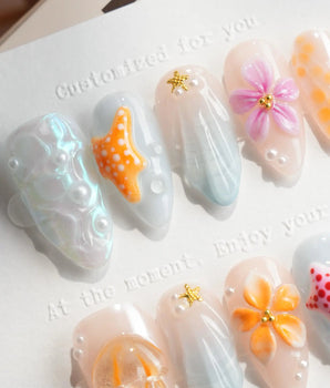Tangerine Dream Short Almond press on nails, handmade custom nails by Joyeenails
