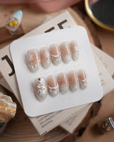 Thawing Crystal nails in medium oval — Icy Nude Pink &