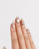 THE ASCENSION short almond press-on nails with iridescent Pegasus and star trails