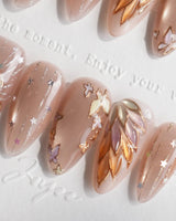 THE ASCENSION short almond nails with dreamy unicorn glow and sculpted wing relief