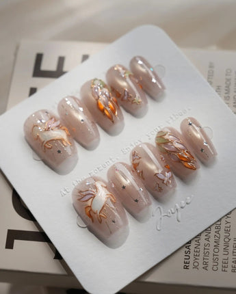THE ASCENSION medium coffin press-on nails with Pegasus wings and aurora shimmer