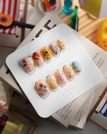 The Botanist Extra Short Coffin press on nails, handmade custom nails by Joyeenails