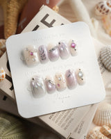 The Cygnus Extra Short Square press on nails, handmade custom nails by Joyeenails