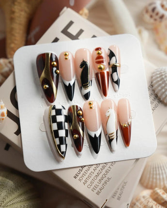 THE GAMBIT Long Stiletto press on nails, handmade custom nails by Joyeenails