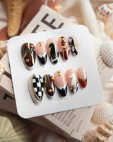 THE GAMBIT Medium Almond press on nails, handmade custom nails by Joyeenails
