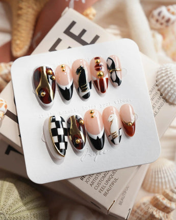 THE GAMBIT Medium Almond press on nails, handmade custom nails by Joyeenails