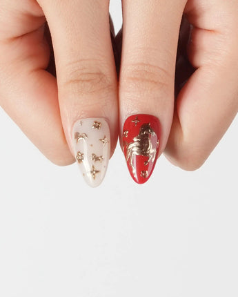 THE LEGEND press-on nails — Vibrant Red & Creamy