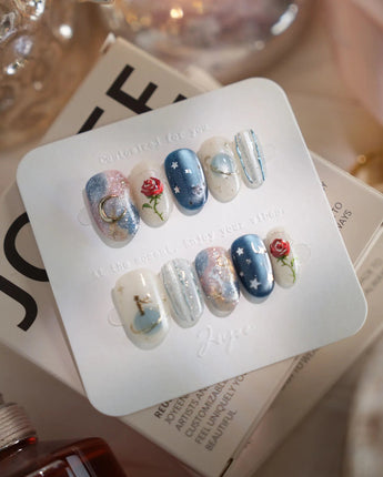 The Little Prince press-on nails — Starry Blue & Milky