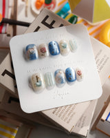 The Little Prince Extra Short Squoval press on nails, handmade custom nails by Joyeenails