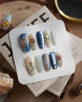 The Little Prince nails in medium coffin — Starry Blue & Milky