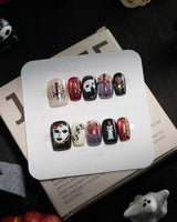 The Phantom handmade press-on nails in extra short square shape by Joyee Nails