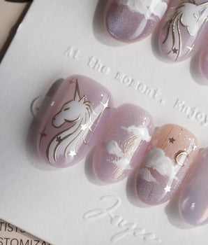 THE UTOPIA press-on nails — Dreamy Aurora Purple, Hand-painted