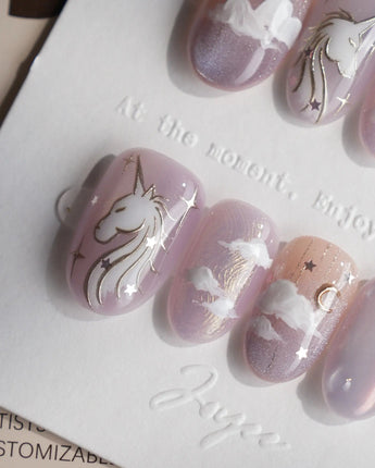 THE UTOPIA press-on nails — Dreamy Aurora Purple, Hand-painted