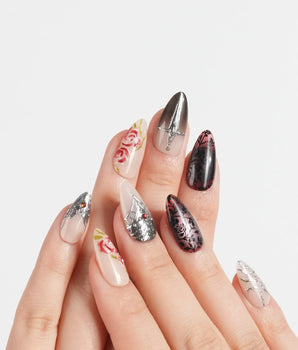 THE VALKYRIE press-on nails — Dark Medieval Style, Metallic