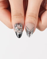 THE VALKYRIE nails in short almond — Dark Medieval Style, Metallic