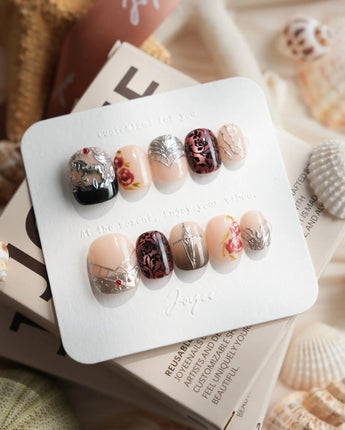 THE VALKYRIE Extra Short Squoval press on nails, handmade custom nails by Joyeenails