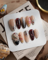 THE VALKYRIE nails in medium almond — Dark Medieval Style, Metallic