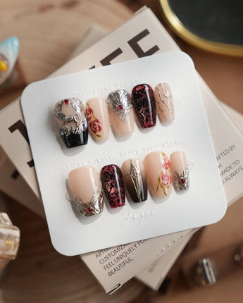 THE VALKYRIE nails in short coffin — Dark Medieval Style, Metallic