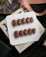 Tiger Eye Extra Short Coffin press-on nails