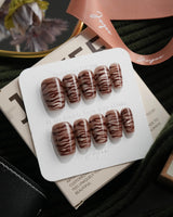 Tiger Eye Short Coffin press-on nails