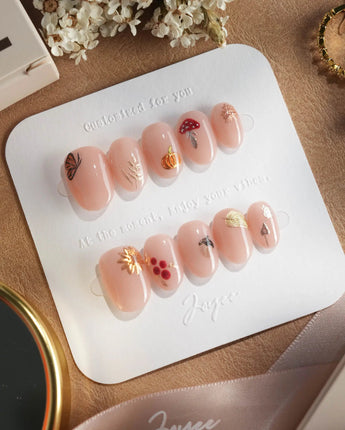 Treat Box nails — nude base mixed mini by Joyee Nails