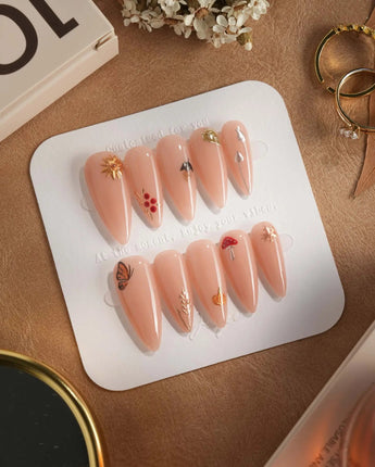 Treat Box nails — nude base mixed mini by Joyee Nails