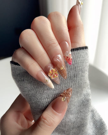 Tropical Nails Vibes tropical holiday nail design with rich floral color accents