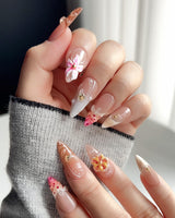 Tropical Nails Vibes hand-painted flower nail art with glossy tropical color
