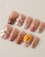 Tropical Nails Vibes tropical flower nail designs with hand-painted summer details