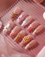 Tropical Nails Vibes press-on nails shown as an easy tropical vacation manicure