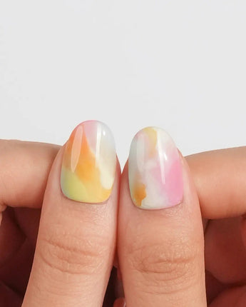 Tutti Frutti glossy aurora gradient press-on nails in soft fruit colors