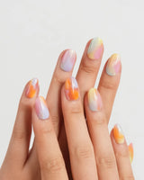 Tutti Frutti pastel rainbow gradient press-on nails with pearl shimmer