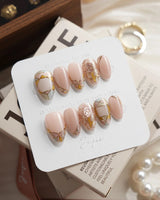 Venetian Glass Extra Short Almond press on nails, handmade custom nails by Joyeenails