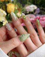 Vines - Sneaky Climber nails — Fresh Avocado Green, Hand-painted by Joyee Nails