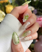 Vines - Sneaky Climber nails — Fresh Avocado Green, Hand-painted by Joyee Nails