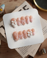 Warm Sweater nails in extra short almond — Misty Nude Pink &