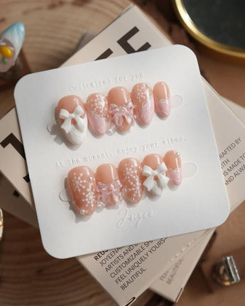 Warm Sweater nails in extra short almond — Misty Nude Pink &