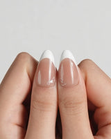 Wedding Day press-on nails — Elegant Style, White French Tips & 3D Camellias. handmade nail art by Joyee Nails
