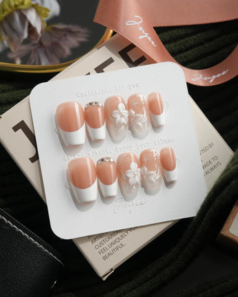 Wedding Day Short Coffin press-on nails