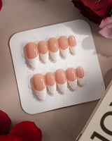 White French Tip Nails - 3D Classic medium almond nails with modern 3D French tips