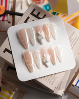 White Musk Medium Stiletto press on nails, handmade custom nails by Joyeenails