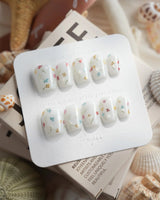 Wildflower Extra Short Coffin press on nails, handmade custom nails by Joyeenails