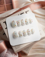Wildflower Extra Short Squoval press on nails, handmade custom nails by Joyeenails