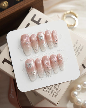 Wonderland Medium Coffin press on nails, handmade custom nails by Joyeenails